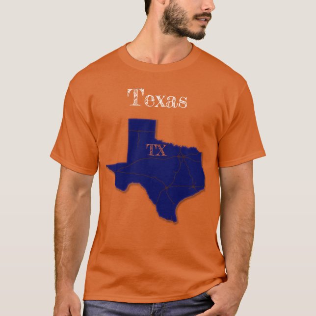 Camiseta Texas InterStates [Marinho Azul do Design] (Frente)
