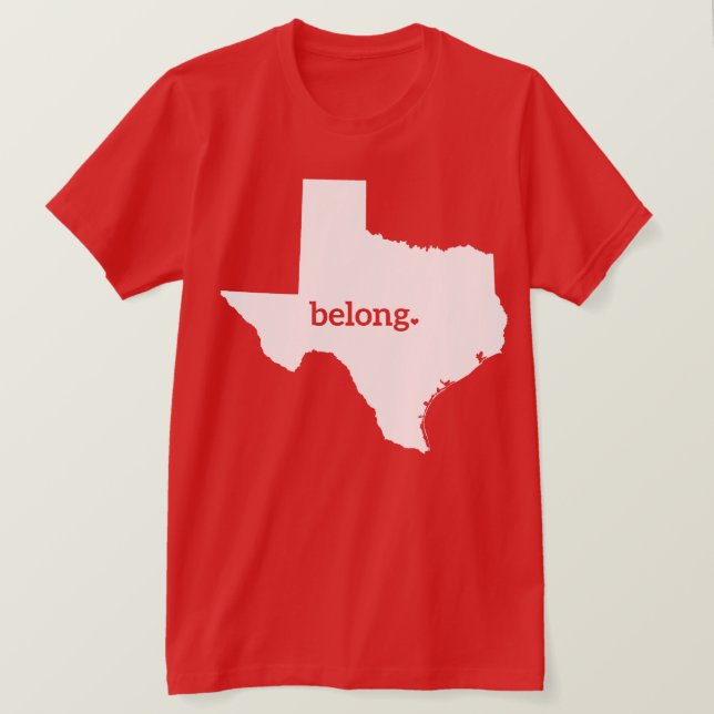 Camiseta Texas Map Belong, Orgulho Estatal (Frente do Design)
