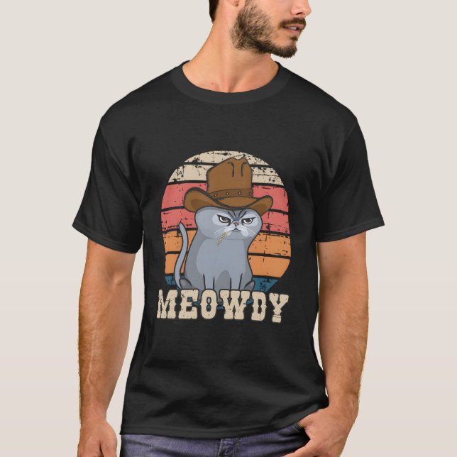 Camiseta Texas Meowboy Gowboy Hat Feline Funny Lover Pun (Frente)