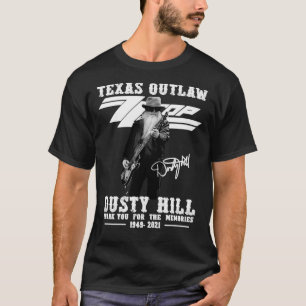Camiseta Texas Outlaw Dusty Hill Agradeço As Memórias