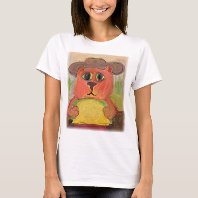 Camiseta Texas Taco Cat Folk Art (Frente)