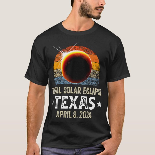 Camiseta Texas Total Solar Eclipse 8 de abril de 2024 Texas (Frente)