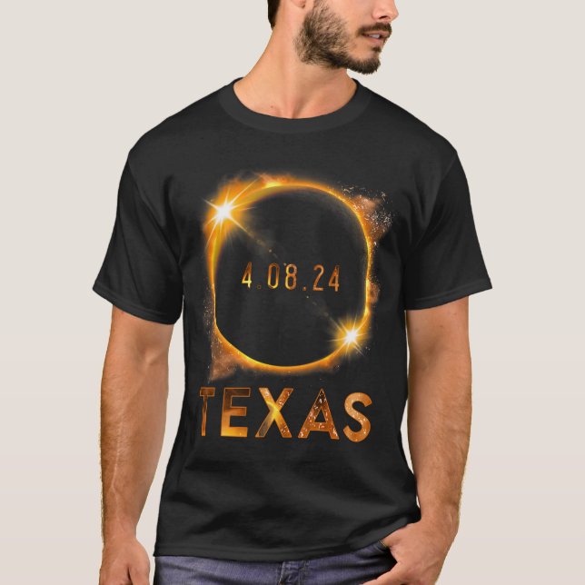 Camiseta Texas Total Solar Eclipse 8 de abril de 2024 Texas (Frente)