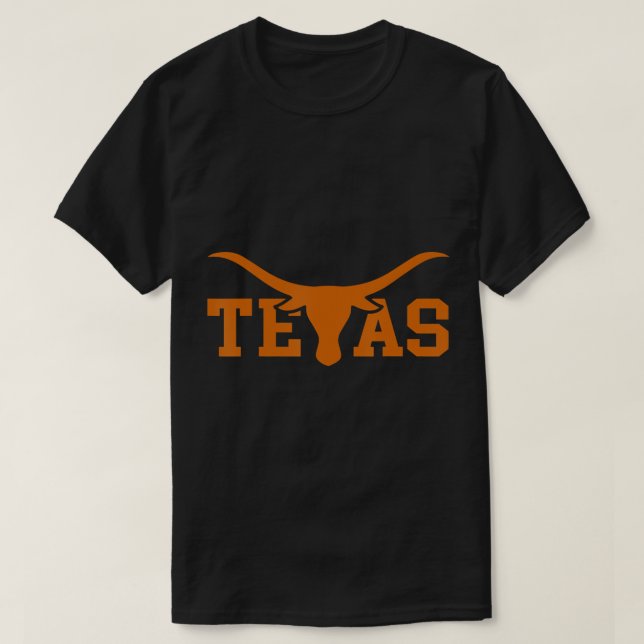 Camiseta Texas USA Longhorn Bull American Font T Shirt (Frente do Design)