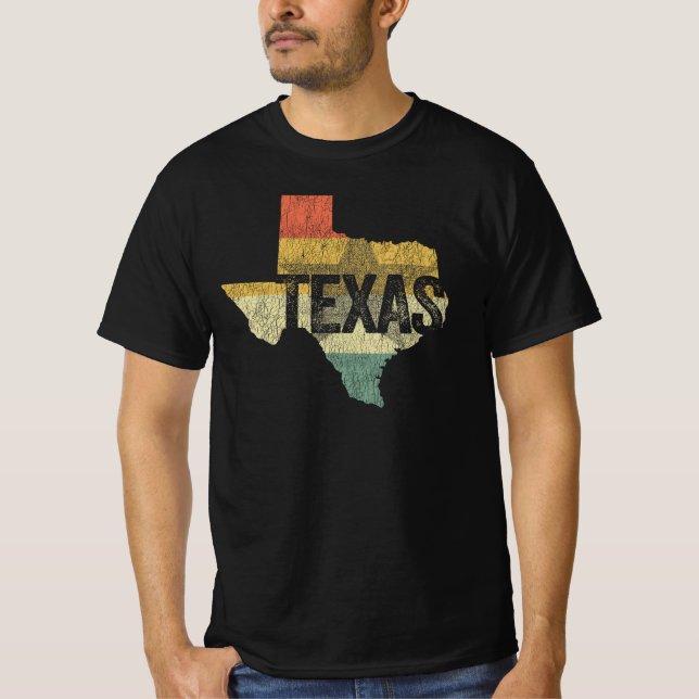 Camiseta Texas Vintage Retro Sunset - Mapa Distinto (Frente)