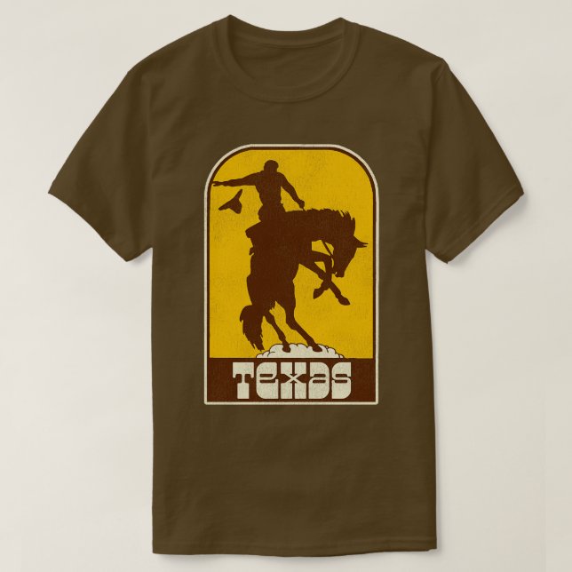 Camiseta Texas Vintage Western Cowboy Rodeo Viagem Souvenir (Frente do Design)