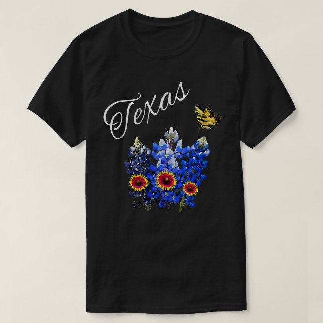 Camiseta Texas Wildflower Butterfly Home State Bluebonnet G (Frente do Design)