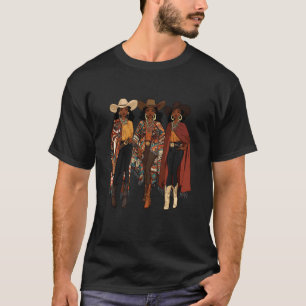 Camiseta Têxtil Country Western Cowgirl Afro-Americana Negr