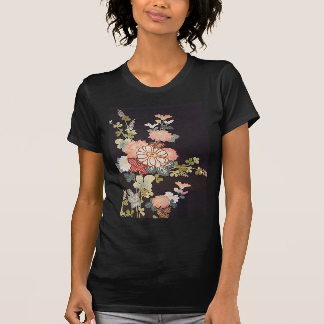 Camiseta Têxtil KIMONO Japonês, Padrão Floretal (Frente)