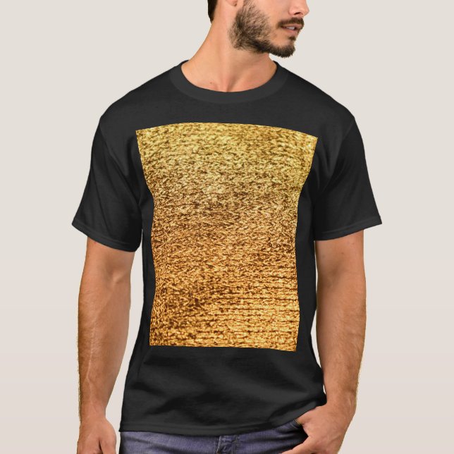 Camiseta Têxtil ouro: fundo macro glamouroso. (Frente)