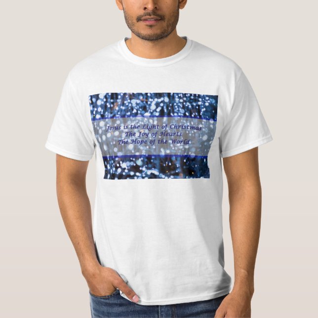 Camiseta Texto abstrato das Luzes Azuis (Frente)