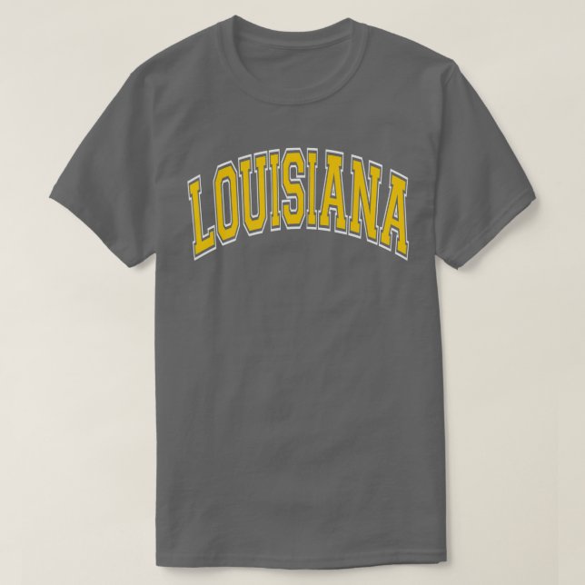 Camiseta Texto Amber do Estilo Varsity da Louisiana (Frente do Design)