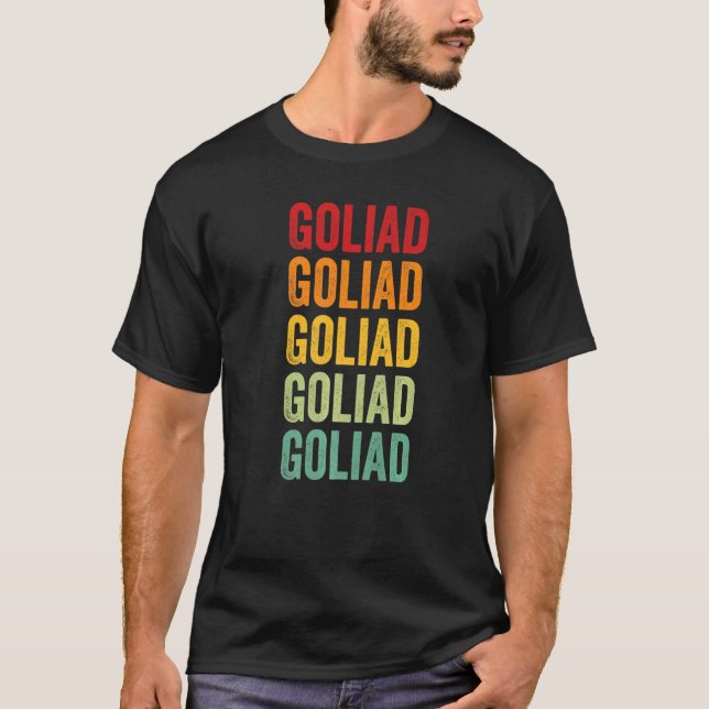 Camiseta Texto Arco-Íris do Texas do Condado de Goliad (Frente)