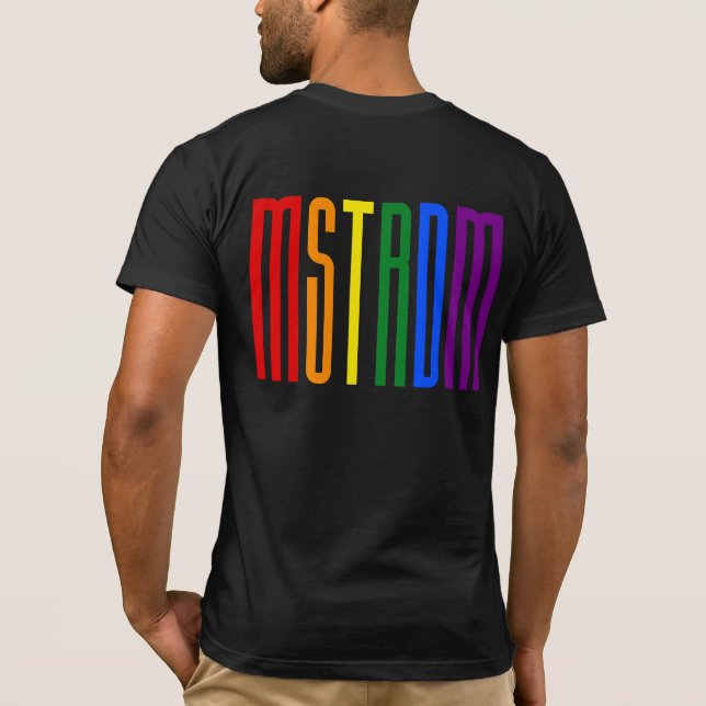 Camiseta Texto arco-íris LGBTQ Amsterdam Orgulho gay LGBT (Verso)