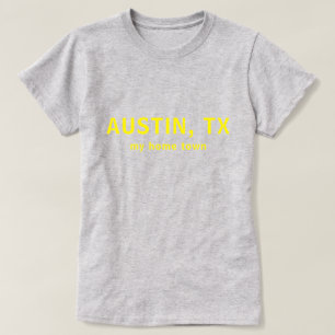 Camiseta Texto Austin TX Minha Cidade Natal