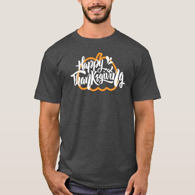 Camiseta Texto bonito na abóbora para Ação de Graças (Frente)