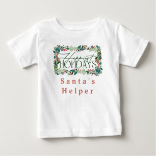 Camiseta Texto Botânico Festivo Férias Natal