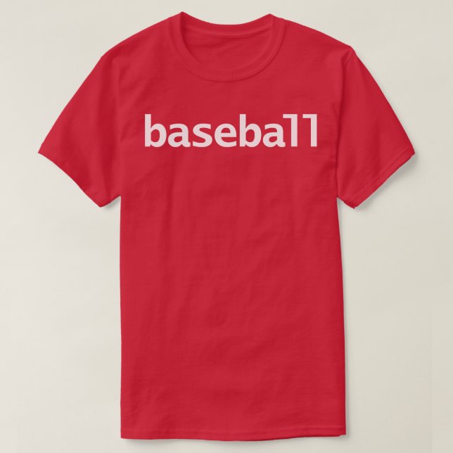 Camiseta Texto Branco da Tipografia Mínima do Baseball (Frente do Design)