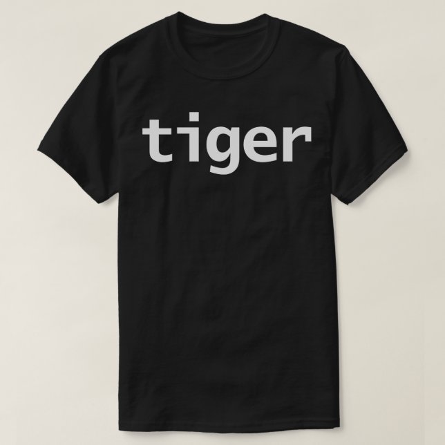 Camiseta Texto Branco da Tipografia Mínima do Tigre (Frente do Design)