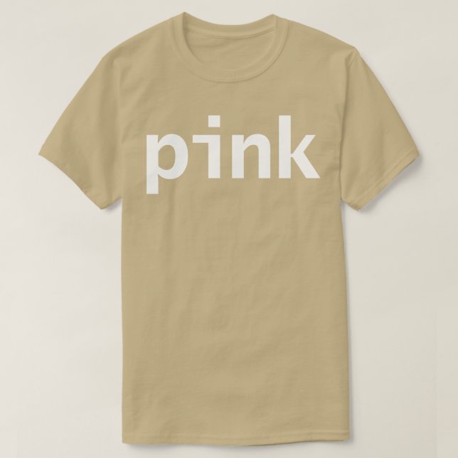 Camiseta Texto Branco da Tipografia Mínima Rosa (Frente do Design)
