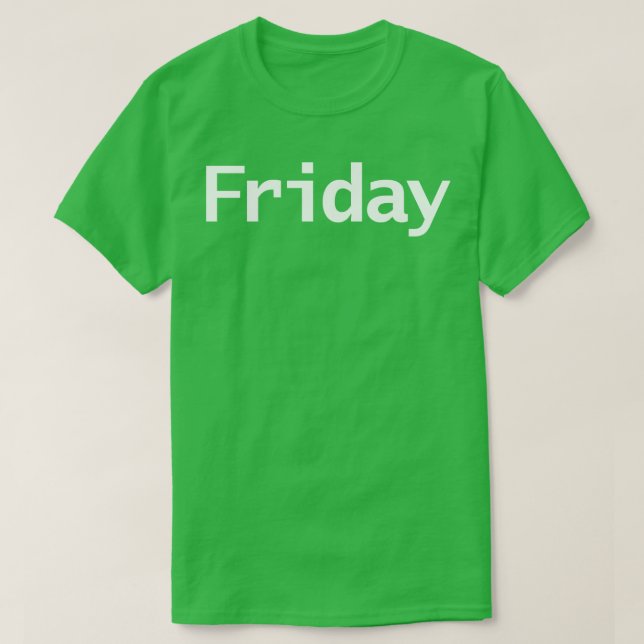Camiseta Texto Branco da Tipografia Mínima Sexta-feira (Frente do Design)