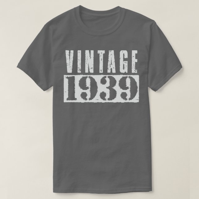 Camiseta Texto Branco da Vintage 1939 (Frente do Design)