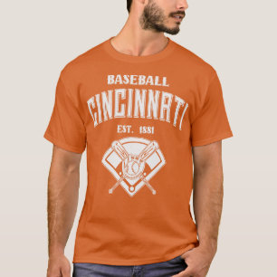 Camiseta Texto Branco Da Vintagem Cincinnati Baseball Est 1