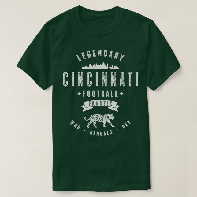 Camiseta Texto Branco da Vintagem Fanática Cincinnati (Frente do Design)