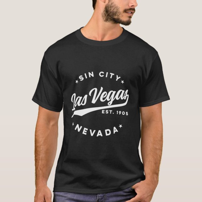 Camiseta Texto Branco de Las Vegas Sin City Nevada (Frente)