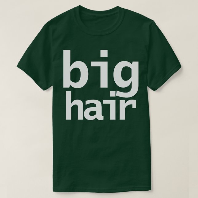 Camiseta Texto Branco de Tipografia do Cabelo Grande (Frente do Design)