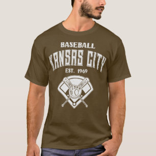 Camiseta Texto Branco de Vintage de 1969 Baseball em Kansas