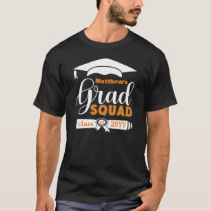 Camiseta Texto Branco e Laranja Personalizado Mens Pretos -