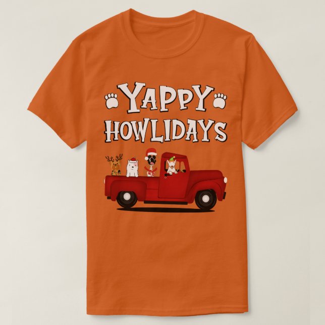 Camiseta Texto Branco Yappy Howlidays 1 (Frente do Design)