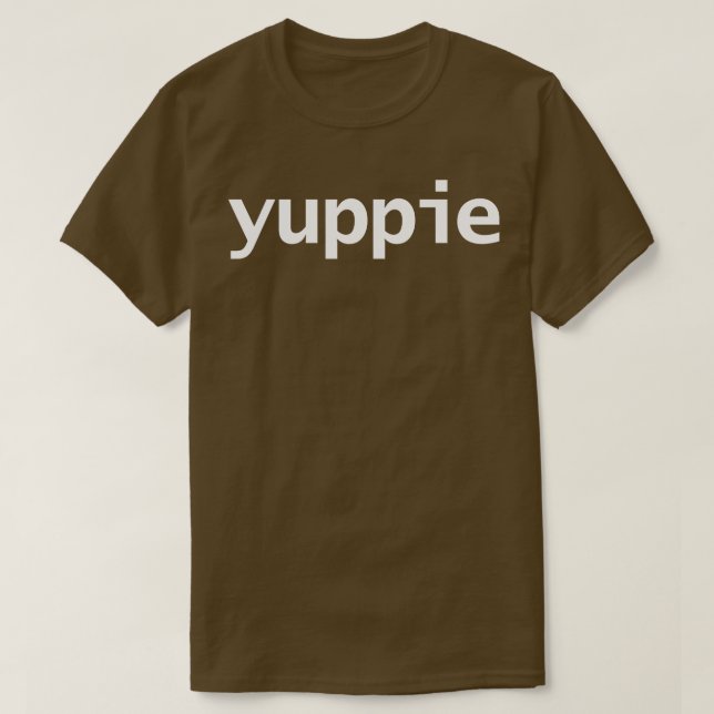 Camiseta Texto Branco Yuppie de Tipografia Mínima (Frente do Design)