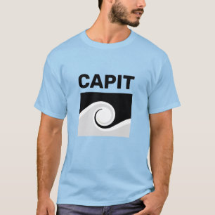Camiseta Texto Capit Negrito & Ondas Abstratas
