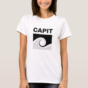 Camiseta Texto Capit Negrito & Ondas Abstratas