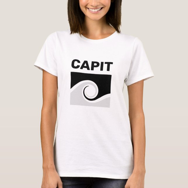 Camiseta Texto Capit Negrito & Ondas Abstratas (Frente)