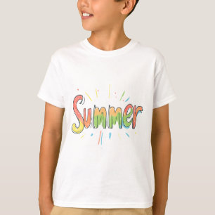 Camiseta Texto Colorido de Verão