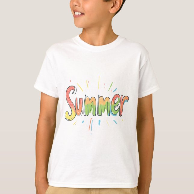 Camiseta Texto Colorido de Verão (Frente)