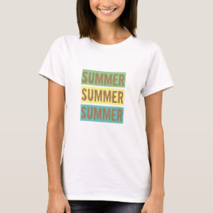 Camiseta Texto colorido de verão com base em verde-amarelo