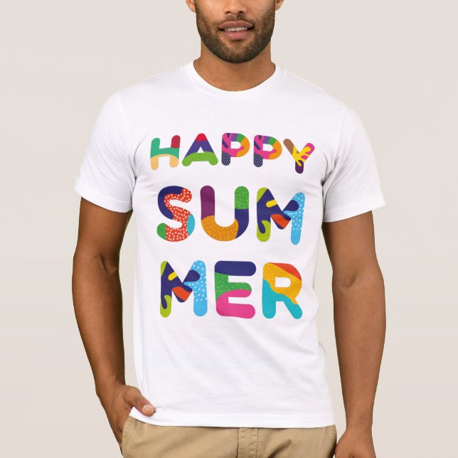 Camiseta Texto colorido de Verão feliz (Frente)