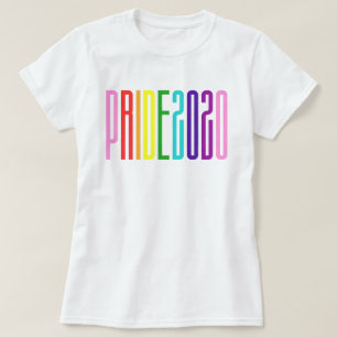 Camiseta Texto colorido do arco-íris Orgulho gay 2020