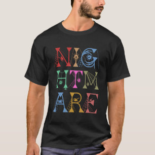 Camiseta Texto Colorido do Pesadelo do Halloween