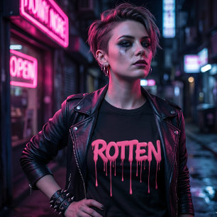 Camiseta Texto Cor-de-Rosa Podre em Negrito com Efeito de G