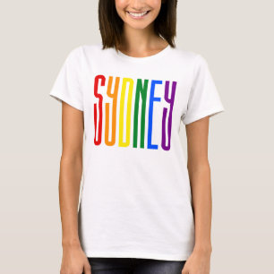 Camiseta Texto cotovelo colorido LGBTQ Sydney Orgulho gay L