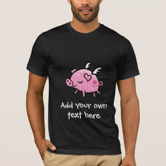 Camiseta Texto customisable do porco do vôo dos desenhos