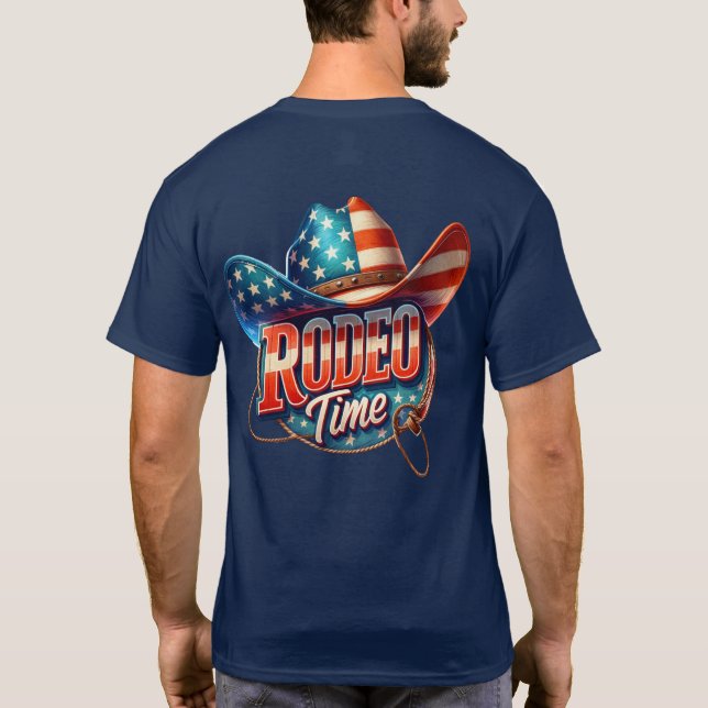 Camiseta Texto Da Hora Do Rodeio Com O Chapéu Ocidental (Verso)
