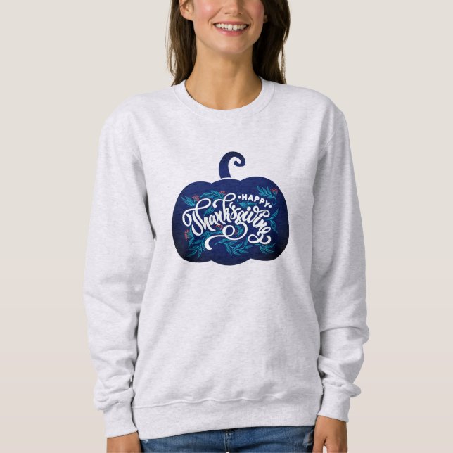 Camiseta texto da moda sobre abóbora para Ação de Graças (Frente)