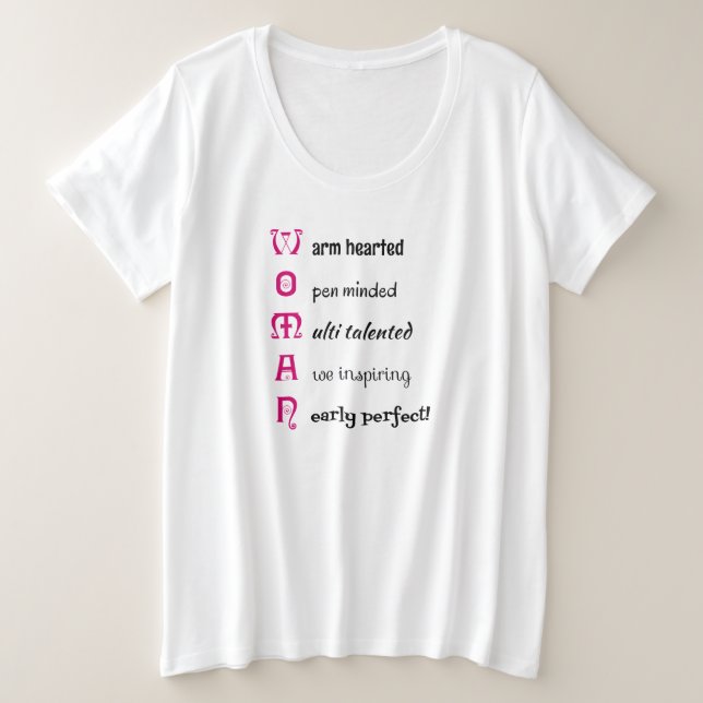 Camiseta Texto da MULHER Inspiracional (Frente do Design)