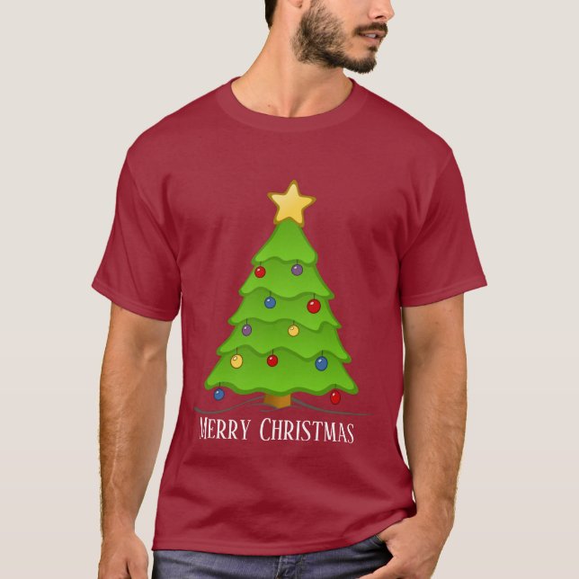 Camiseta texto de adição da árvore de Natal festiva (Frente)